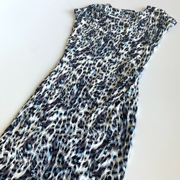 HUGO BOSS Vintage Tortoise Art Large Basic Shift Casual Women Mini Dress Leopard - Picture 3 of 12